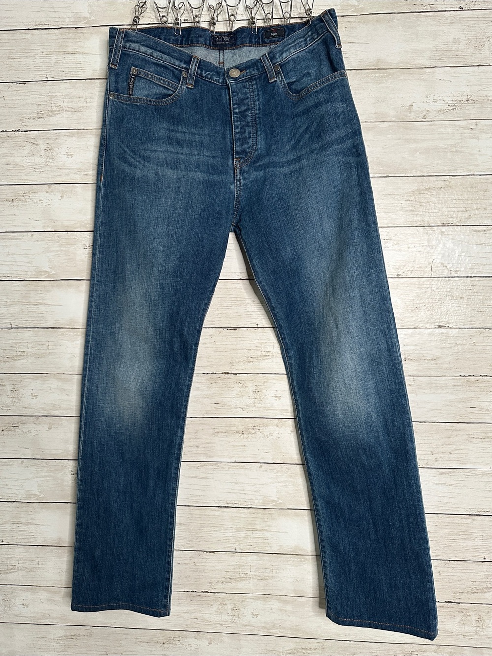 Armani Jeans AJ J21 Regular Fit Straight Leg Denim size 32 medium blue wash